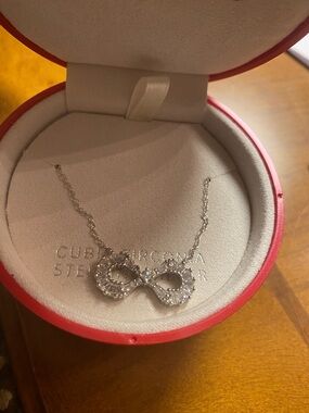 Sterling Silver Cubic Zirconia Infinity Necklace - Silver